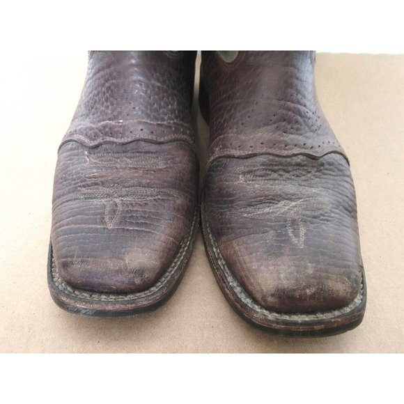 Double H Leather Square Toe Cowboy Boots Mens Size 13D Brown Gray DH3575 - Picture 8 of 13